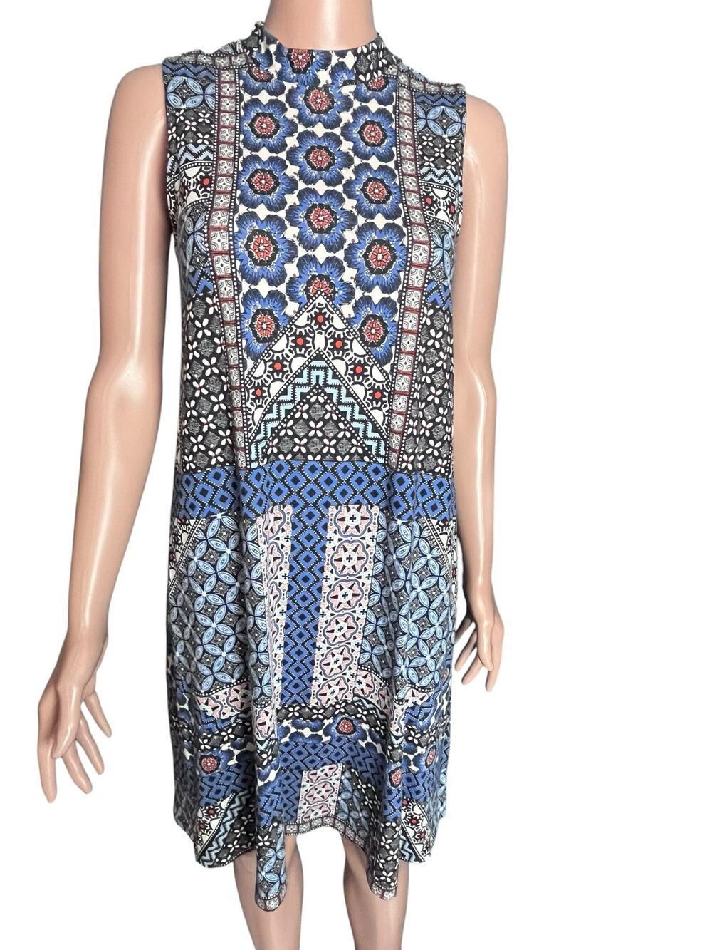 J. Jill Sleeveless Sheath Dress SP Pima Cotton Blend Swing Retro Pattern Comfy